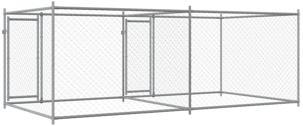 Narvas šunims su durimis, pilkas, 4x2x1,5m, plienas