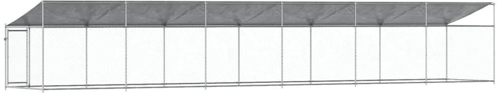 Narvas šunims su stogu ir durimis, pilkas, 12x2x2m, plienas