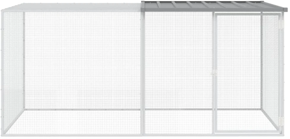 Narvas viščiukams su stogu, pilkas, 203x98x90cm, plienas