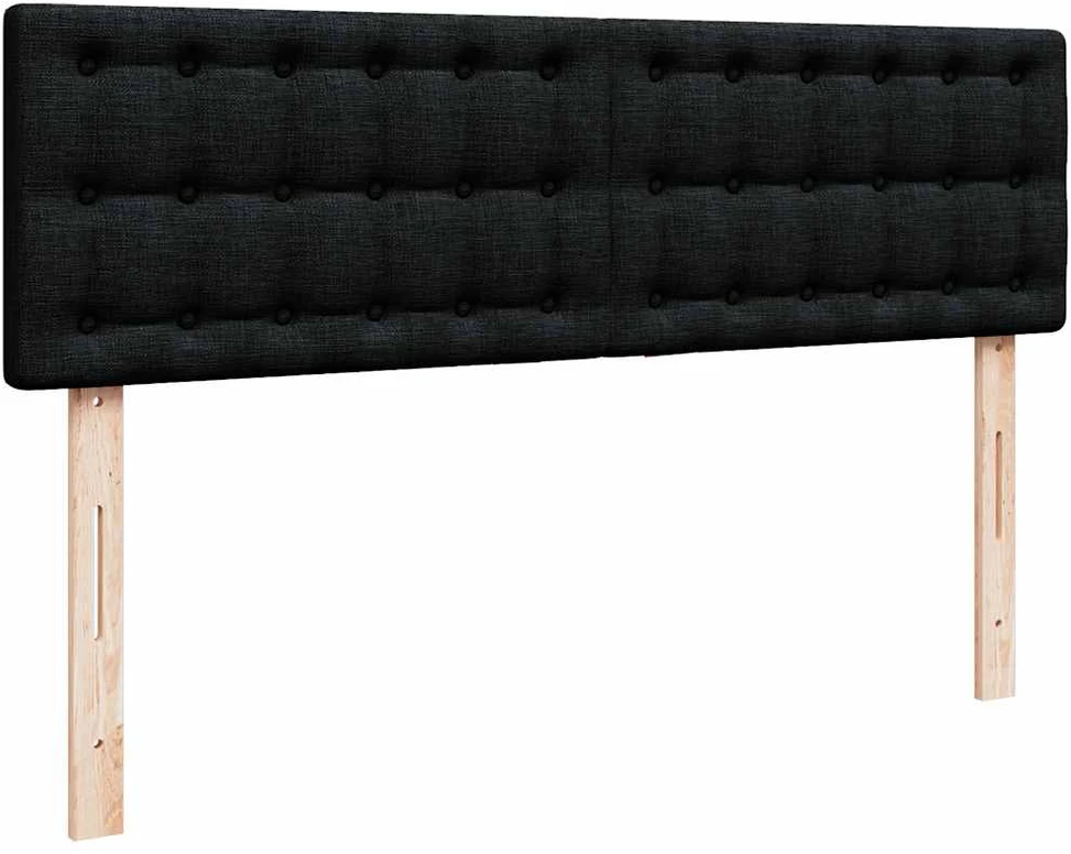 Osmanų lova su čiužiniu ir LED juodas 140x190cm audinys