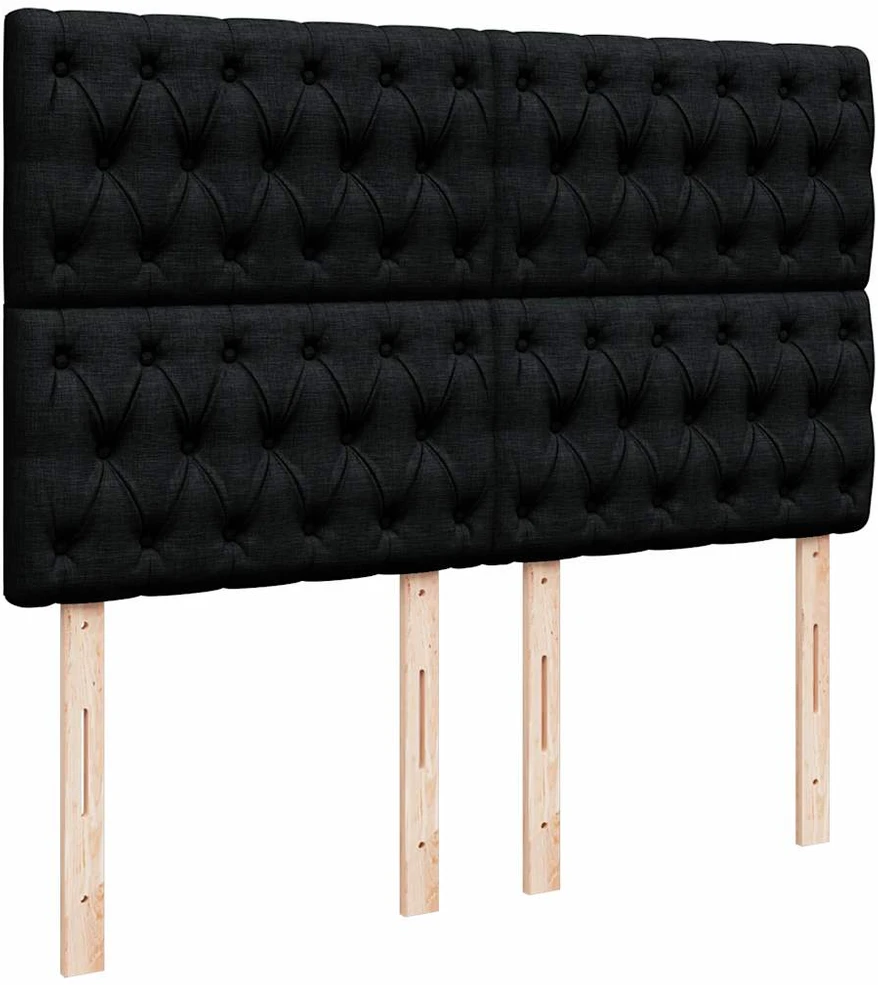 Osmanų lova su čiužiniu ir LED juodas 140x190cm audinys