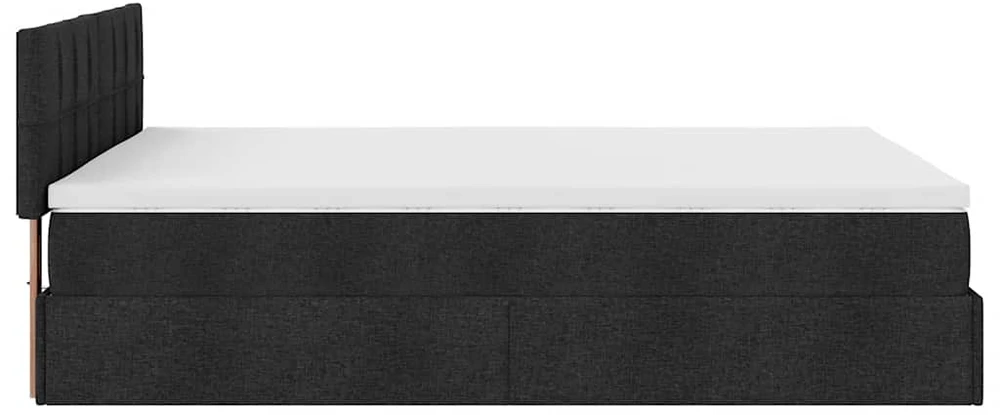 Osmanų lova su čiužiniu ir LED juodas 140x190cm audinys