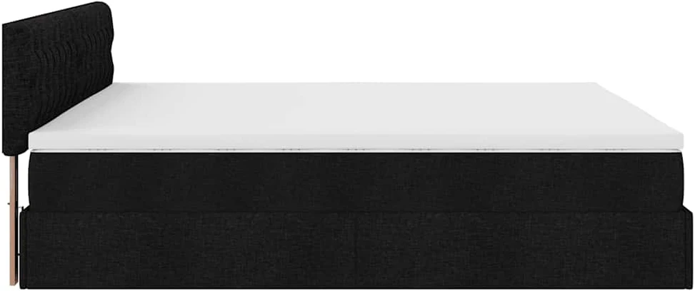 Osmanų lova su čiužiniu ir LED, juodas, 180x200cm, audinys