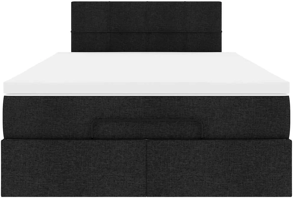 Osmanų lova su čiužiniu ir LED, juodas, 120x190cm, audinys