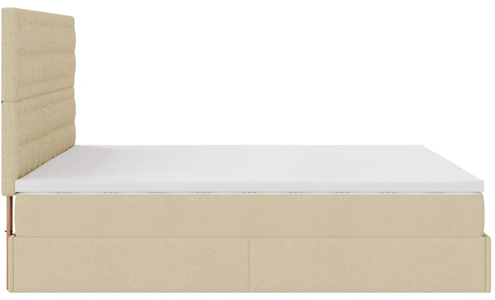 Osmanų lova su čiužiniu ir LED kreminiu 180x200 cm audiniu