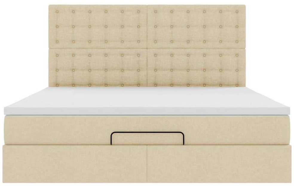 Osmanų lova su čiužiniu ir LED kreminiu 180x200 cm audiniu