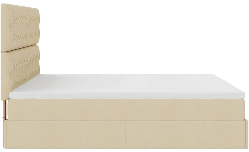 Osmanų lova su čiužiniu ir LED kreminiu 180x200 cm audiniu