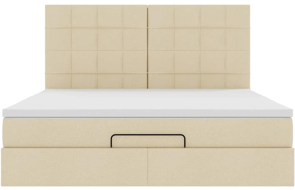 Osmanų lova su čiužiniu ir LED kreminiu 180x200 cm audiniu