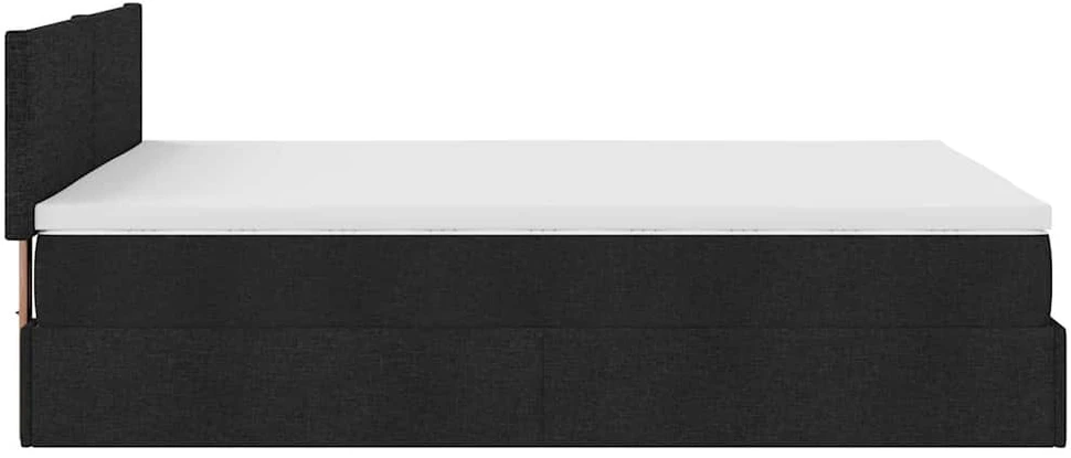 Osmanų lova su čiužiniu ir LED lemputėmis juodas 140x200 cm