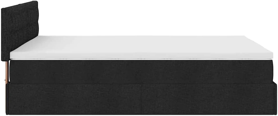 Osmanų lova su čiužiniu ir LED lemputėmis juodas 140x200 cm