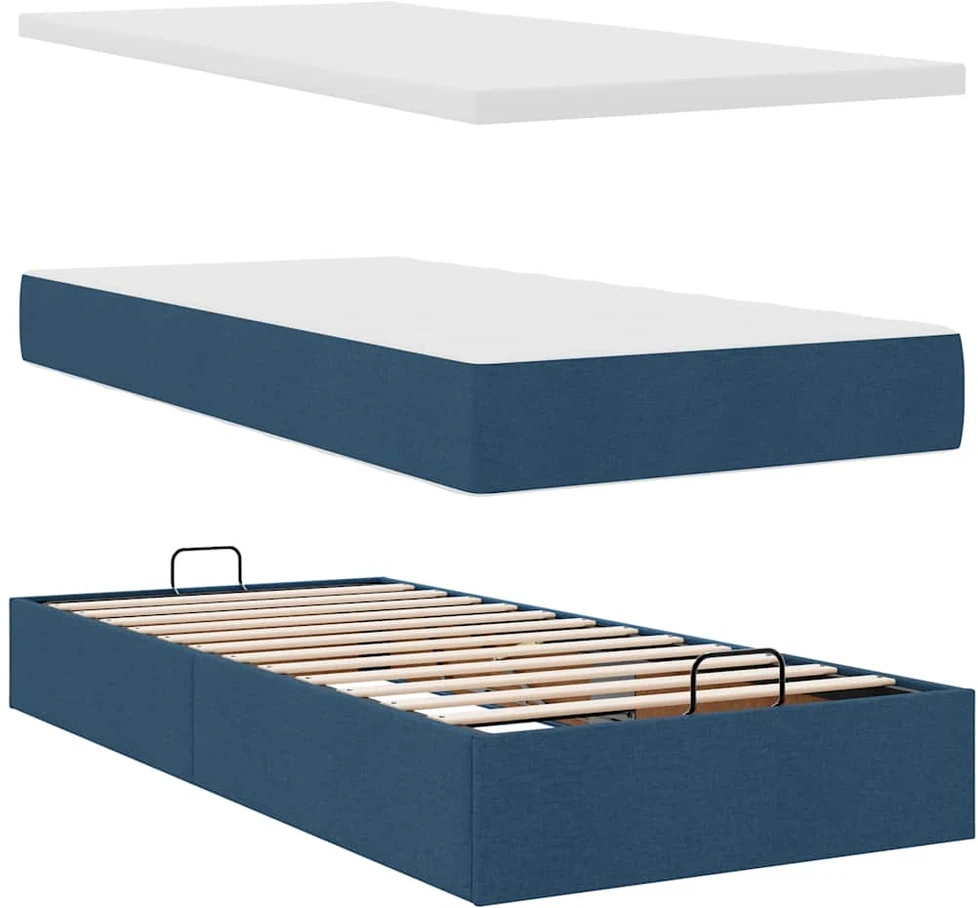 Osmanų lova su čiužiniu ir LED lemputėmis Mėlynas 100x200 cm