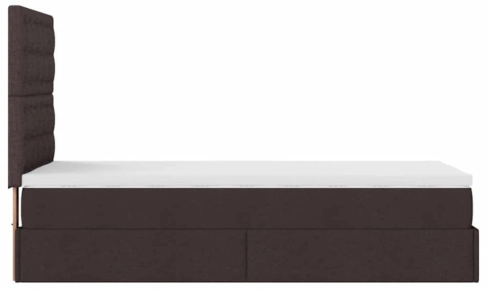 Osmanų lova su čiužiniu ir LED, tamsiai rudas, 90x200cm audinys