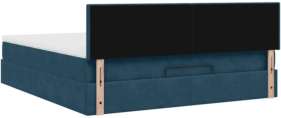 Osmanų lova su čiužiniu ir LED Tamsiai mėlyna 160x200cm Velvet