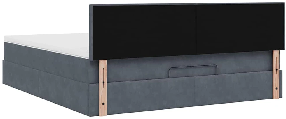 Osmanų lova su čiužiniu ir LED Tamsiai pilka 180x200cm Velvet
