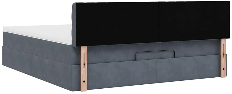 Osmanų lova su čiužiniu ir LED Tamsiai pilka 180x200cm Velvet