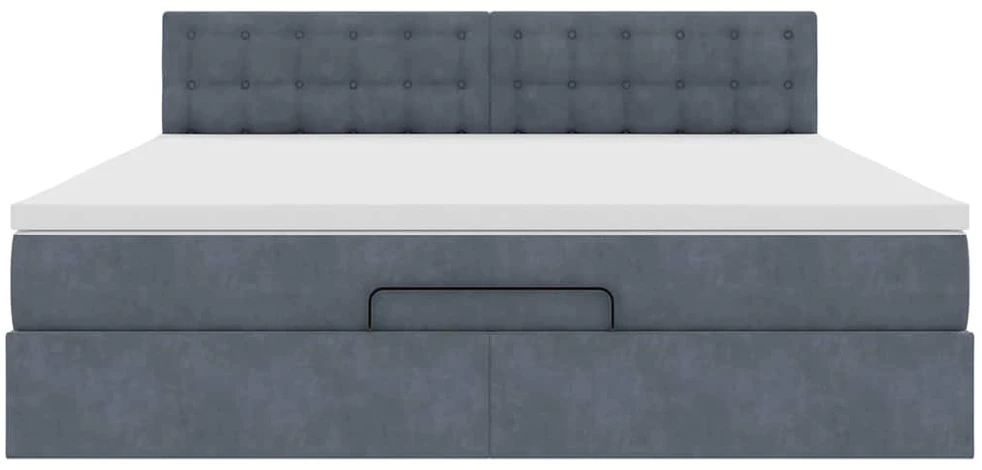 Osmanų lova su čiužiniu ir LED Tamsiai pilka 180x200cm Velvet