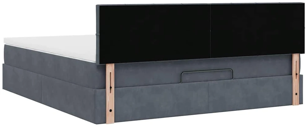 Osmanų lova su čiužiniu ir LED Tamsiai pilka 180x200cm Velvet