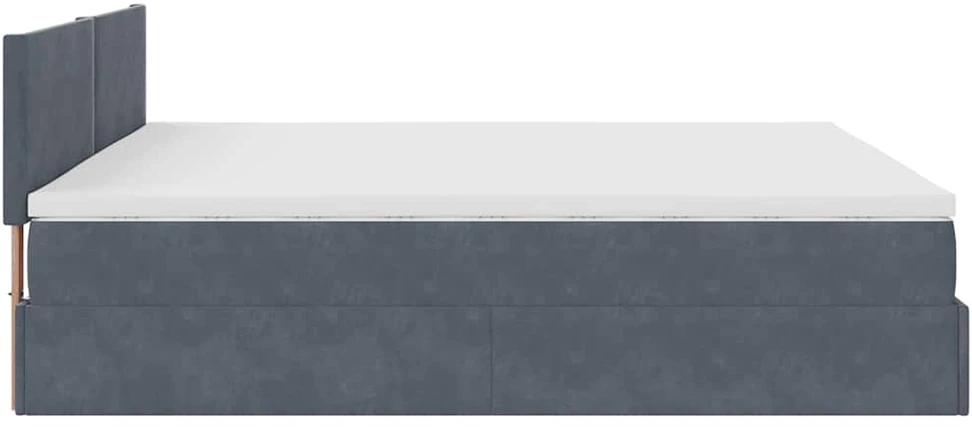 Osmanų lova su čiužiniu ir LED Tamsiai pilka 180x200cm Velvet