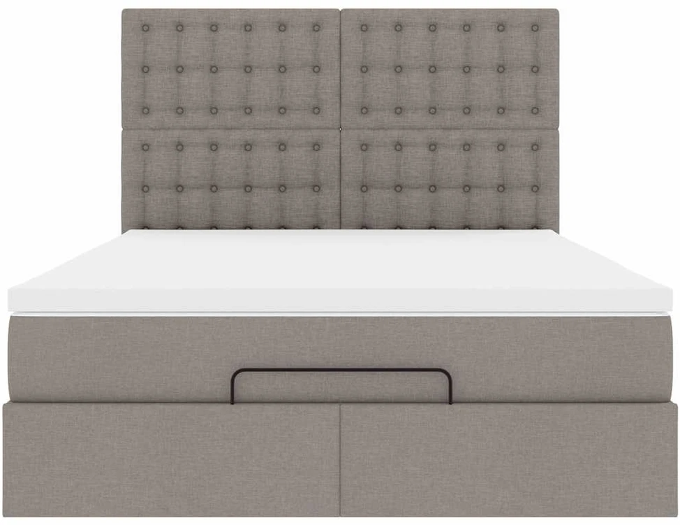 Osmanų lova su čiužiniu ir LED, taupe, 140x190cm, audinys