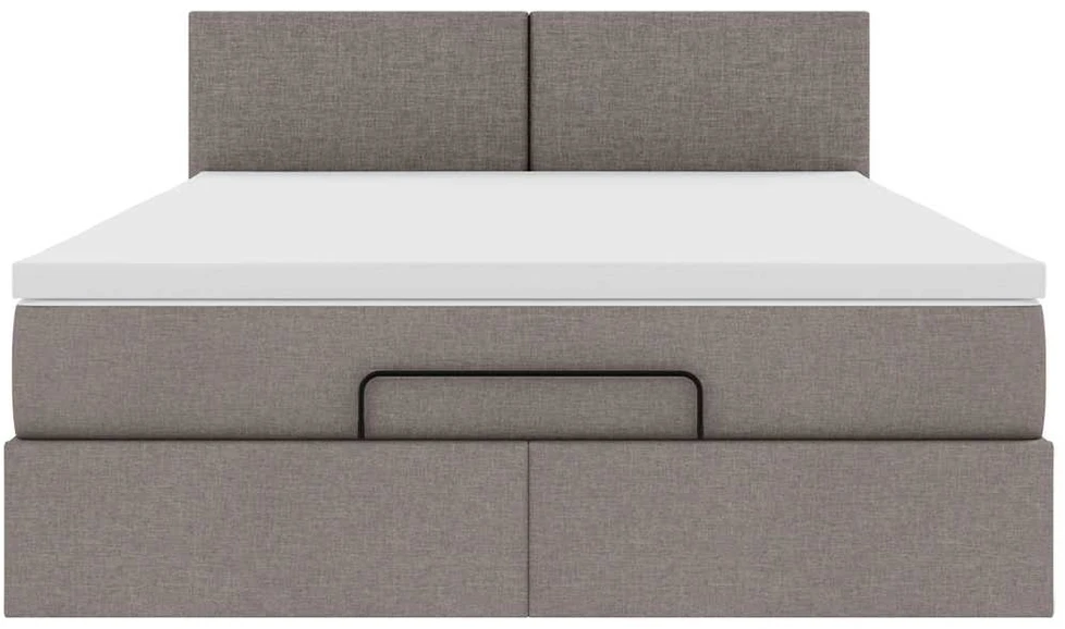 Osmanų lova su čiužiniu ir LED, taupe, 140x190cm, audinys