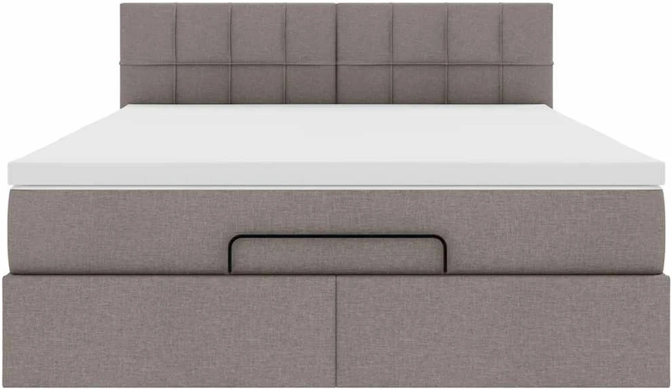 Osmanų lova su čiužiniu ir LED, taupe, 140x190cm, audinys