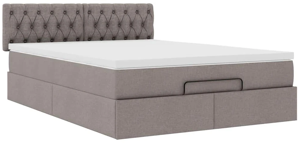 Osmanų lova su čiužiniu ir LED, taupe, 140x190cm, audinys
