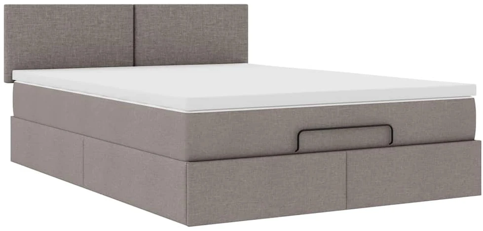 Osmanų lova su čiužiniu ir LED, taupe, 140x190cm, audinys