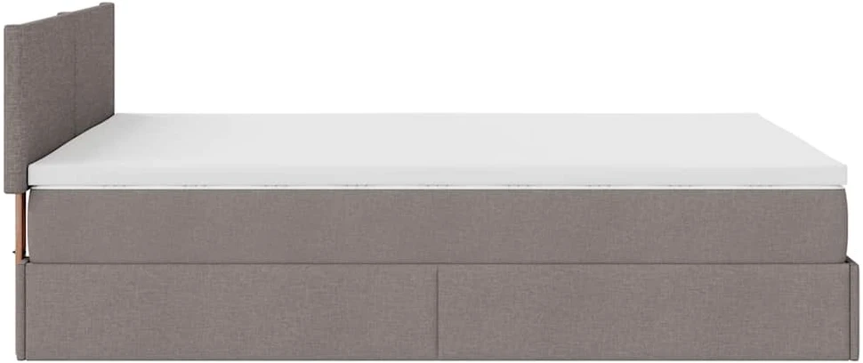Osmanų lova su čiužiniu ir LED, taupe, 140x190cm, audinys