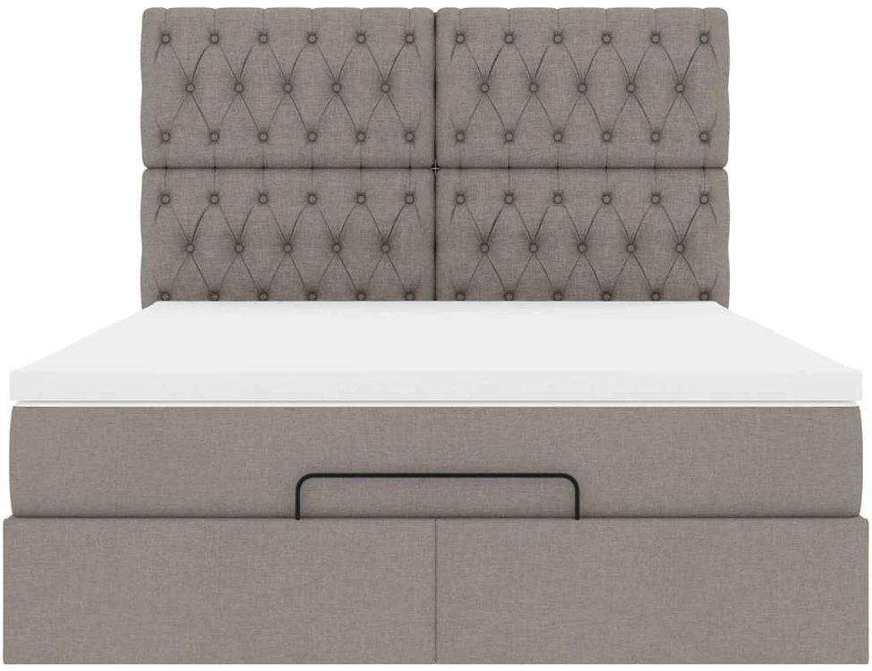 Osmanų lova su čiužiniu ir LED, taupe, 140x190cm, audinys