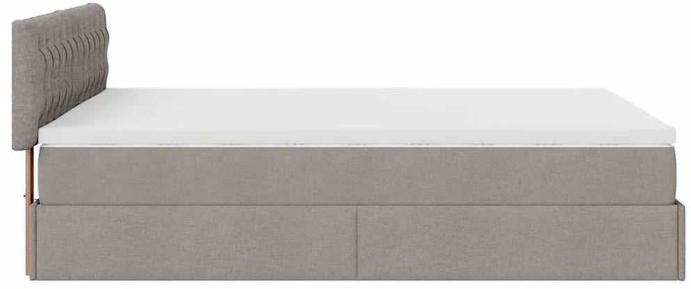 Osmanų lova su čiužiniu ir LED, taupe, 140x190cm, audinys