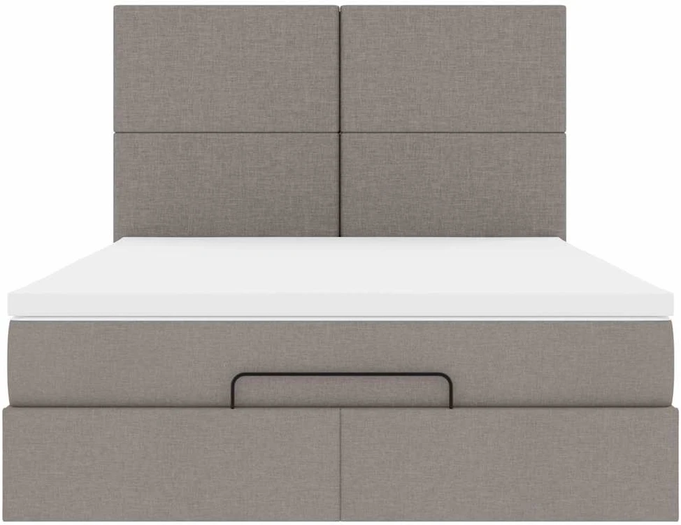 Osmanų lova su čiužiniu ir LED, taupe, 140x190cm, audinys