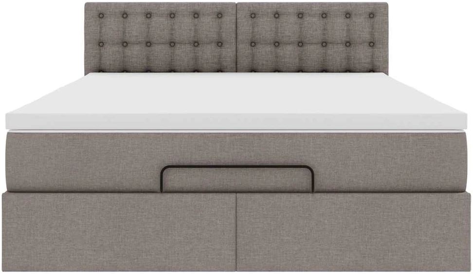 Osmanų lova su čiužiniu ir LED, taupe, 140x190cm, audinys