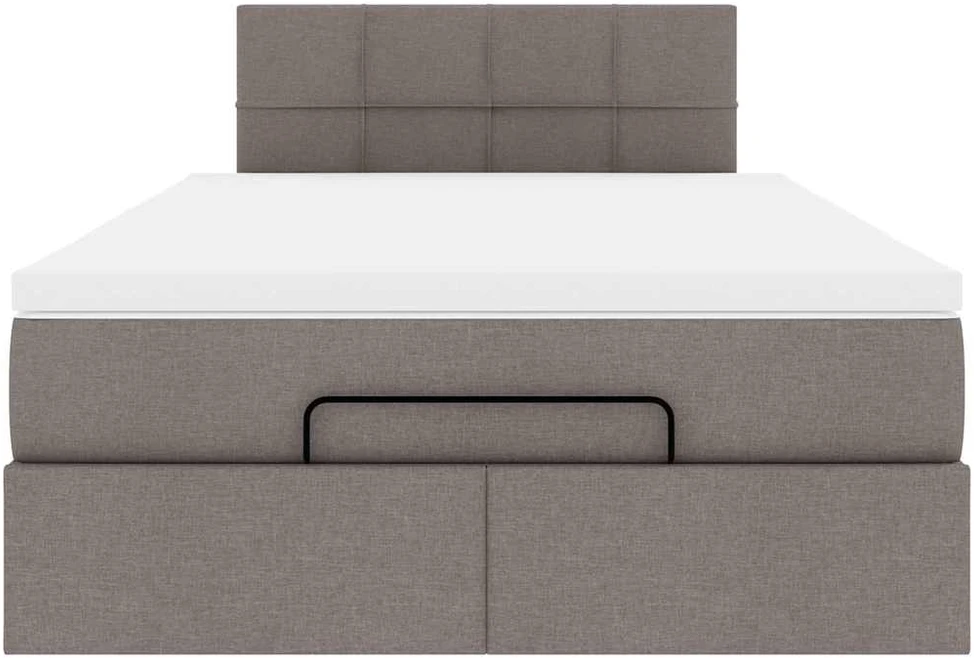 Osmanų lova su čiužiniu ir LED, taupe sp., 120x190cm, audinys