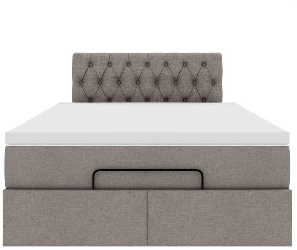 Osmanų lova su čiužiniu ir LED, taupe sp., 120x190cm, audinys