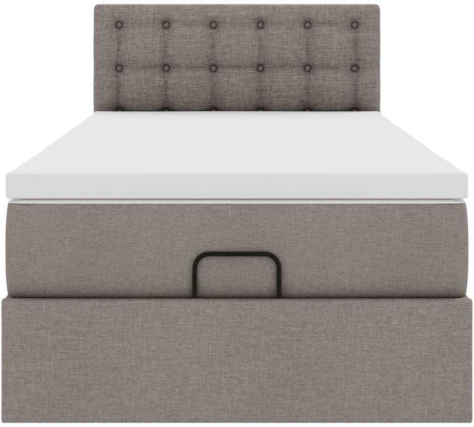 Osmanų lova su čiužiniu ir LED, taupe sp., 90x200cm, audinys