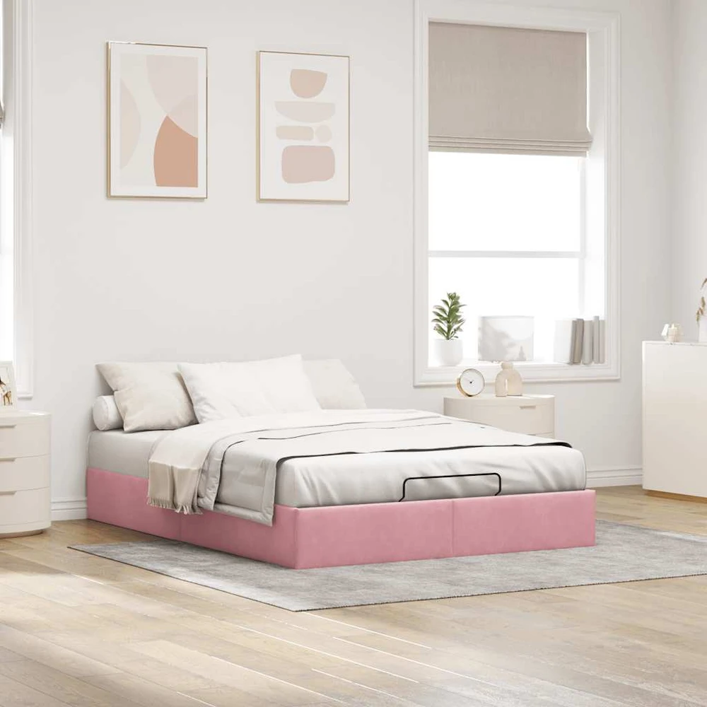 Osmanų lovos rėmas be čiužinio Rožinis 140x190 cm Velvet