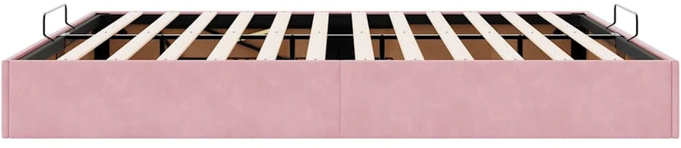 Osmanų lovos rėmas be čiužinio, rožinis, 200x200 cm, aksomas