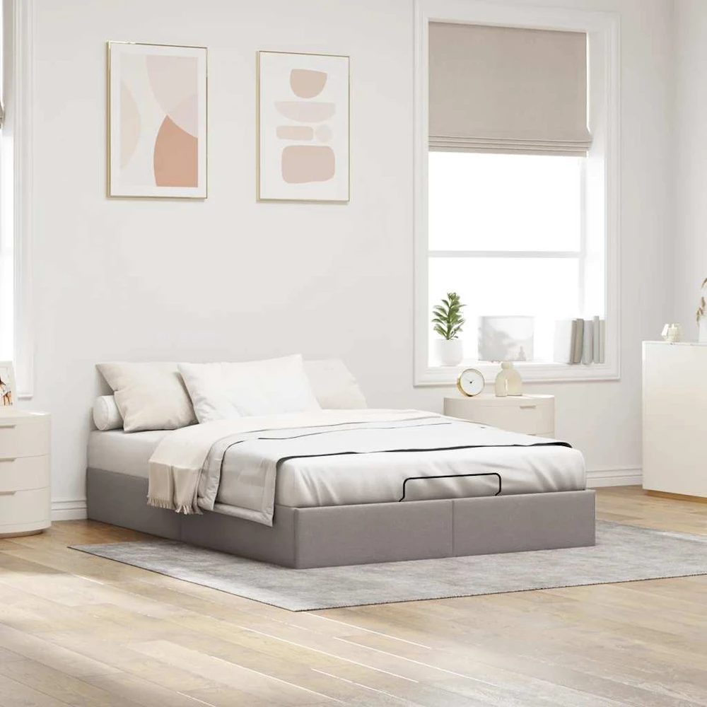 Osmanų lovos rėmas be čiužinio, taupe, 140x190 cm, audinys