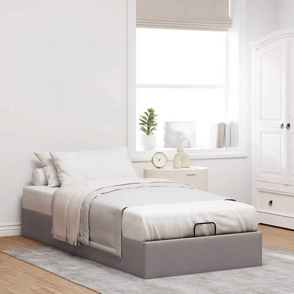 Osmanų lovos rėmas be čiužinio, taupe, 90x200cm, audinys