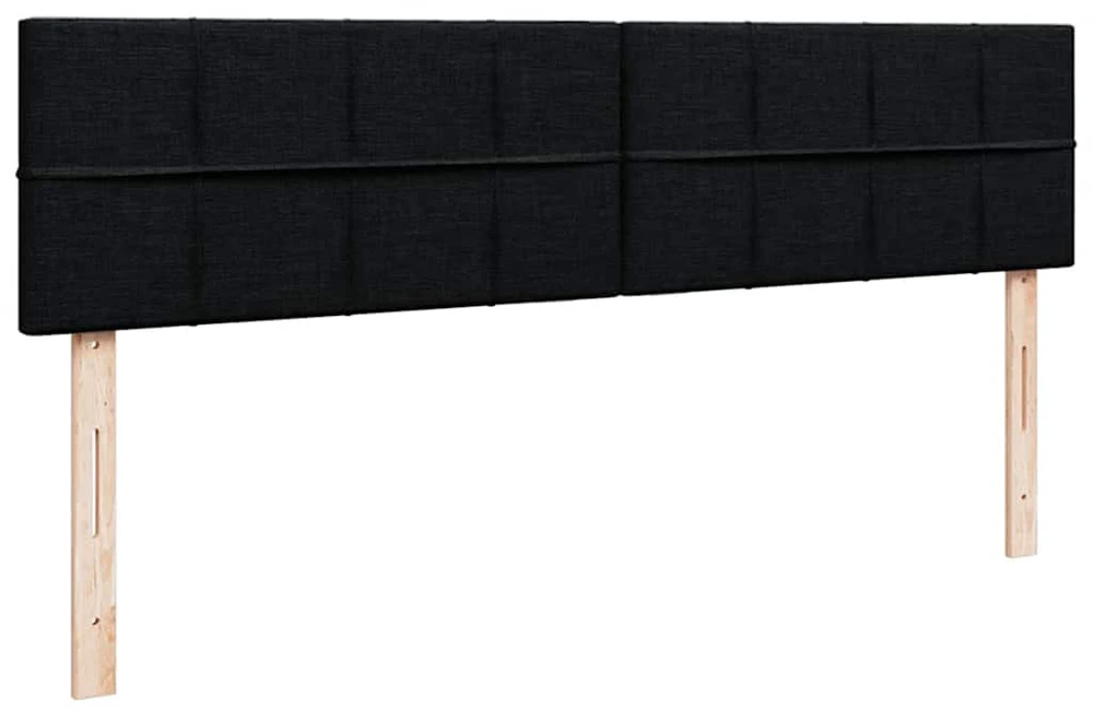 Osmanų lovos rėmas su čiužiniais, juodas, 180x200cm, aksomas