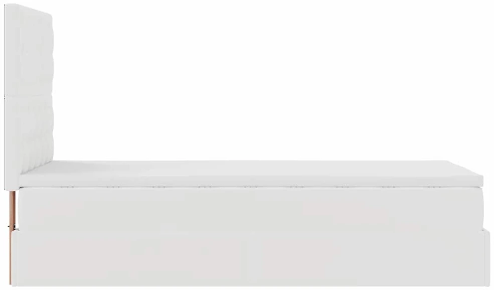 Osmanų lovos rėmas su čiužiniu, balta, 100x200cm, dirbtinė oda