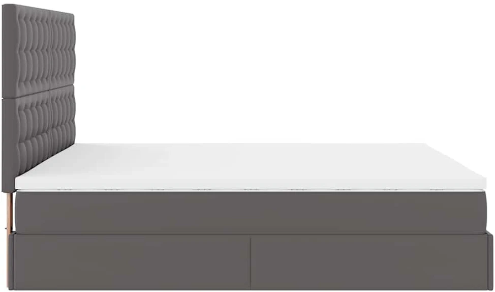 Osmanų lovos rėmas su čiužiniu, pilka, 180x200cm, dirbtinė oda