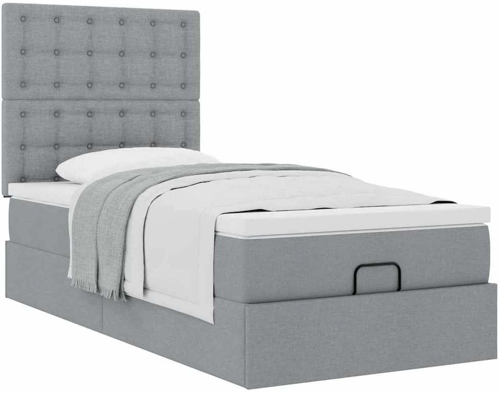 Osmanų lovos rėmas su čiužiniu, pilka, 80x200cm, audinys