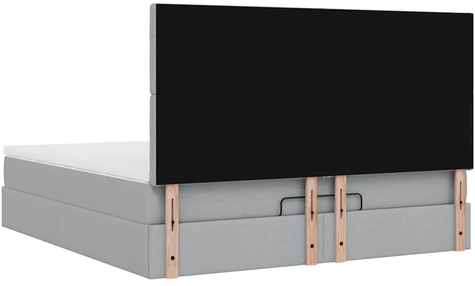 Osmanų lovos rėmas su čiužiniu, pilkas, 180x200 cm, audinys