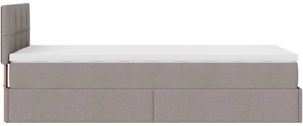 Osmanų lovos rėmas su čiužiniu, taupe, 80x200cm, audinys