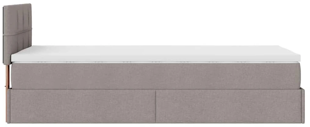 Osmanų lovos rėmas su čiužiniu, taupe, 80x200cm, audinys
