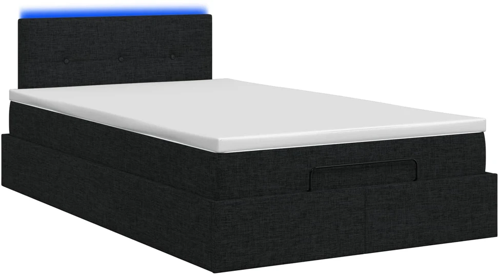 Otmana lova su matracsu ir LED Juoda 120 x 190 cm Audinys