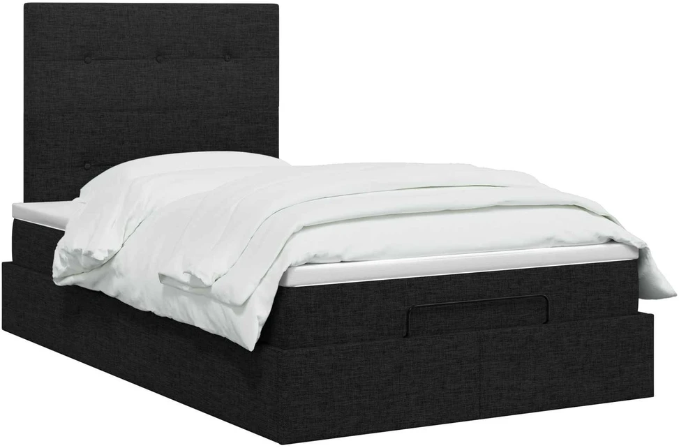 Otmana lova su matracsu ir LED Juoda 120 x 200 cm Audinys