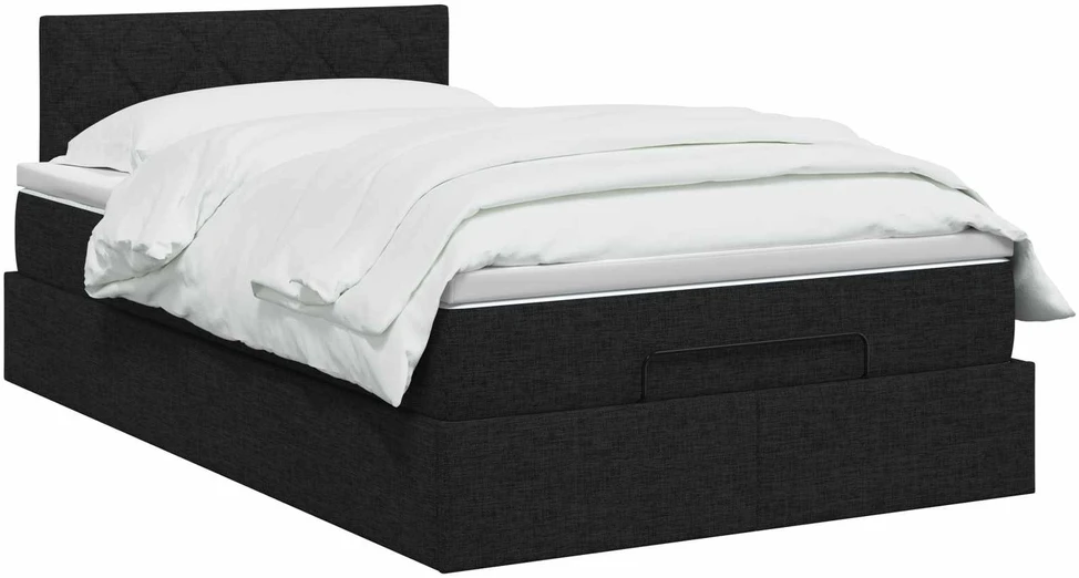 Otmana lova su matracsu ir LED Juoda 120 x 190 cm Audinys