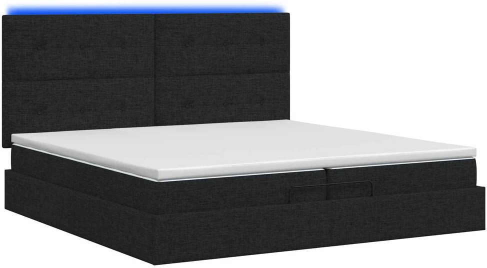 Otmana lova su matracsu ir LED Juoda 200 x 200 cm Audinys